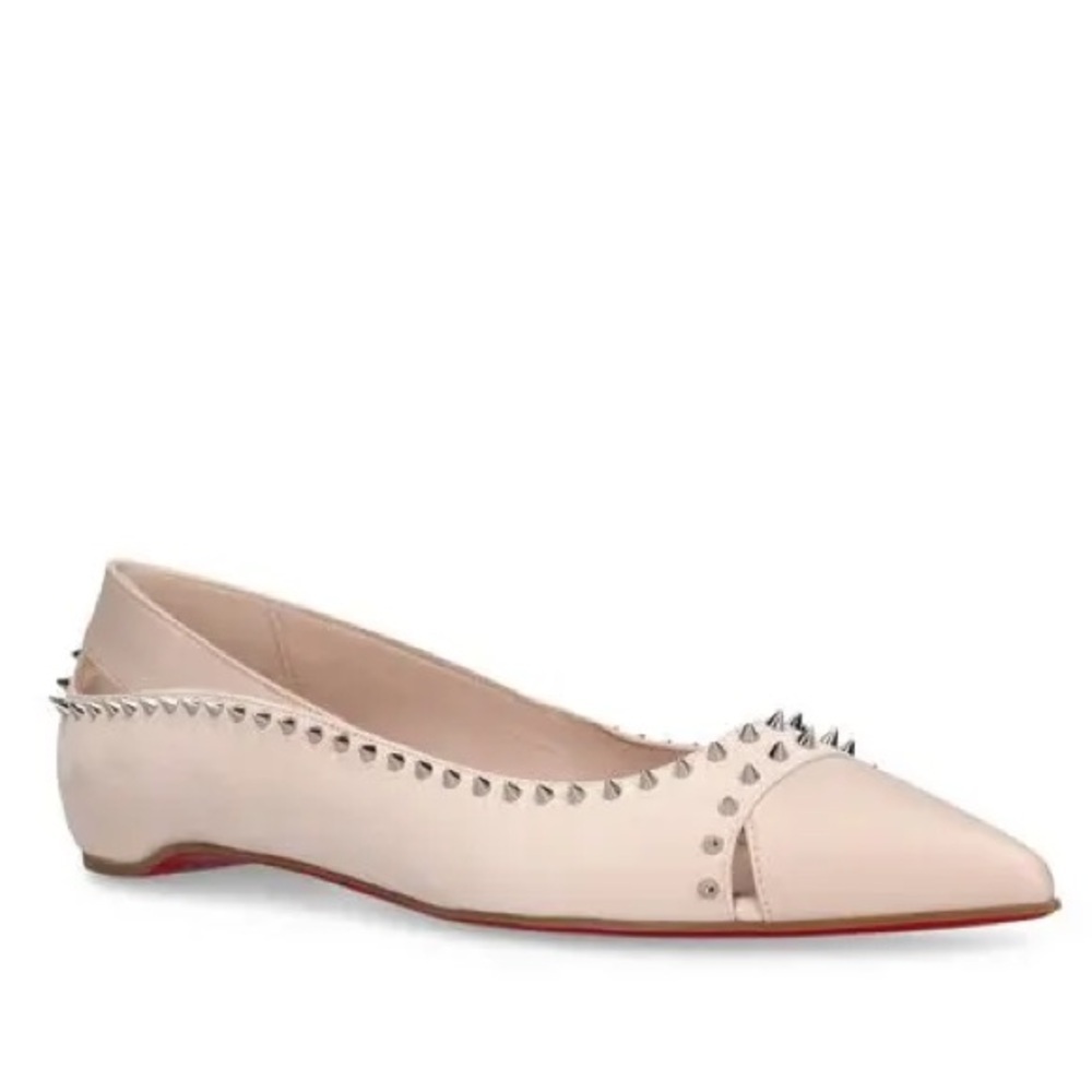 Christian Louboutin Duvettina Leather Ballerina Flats in Tan